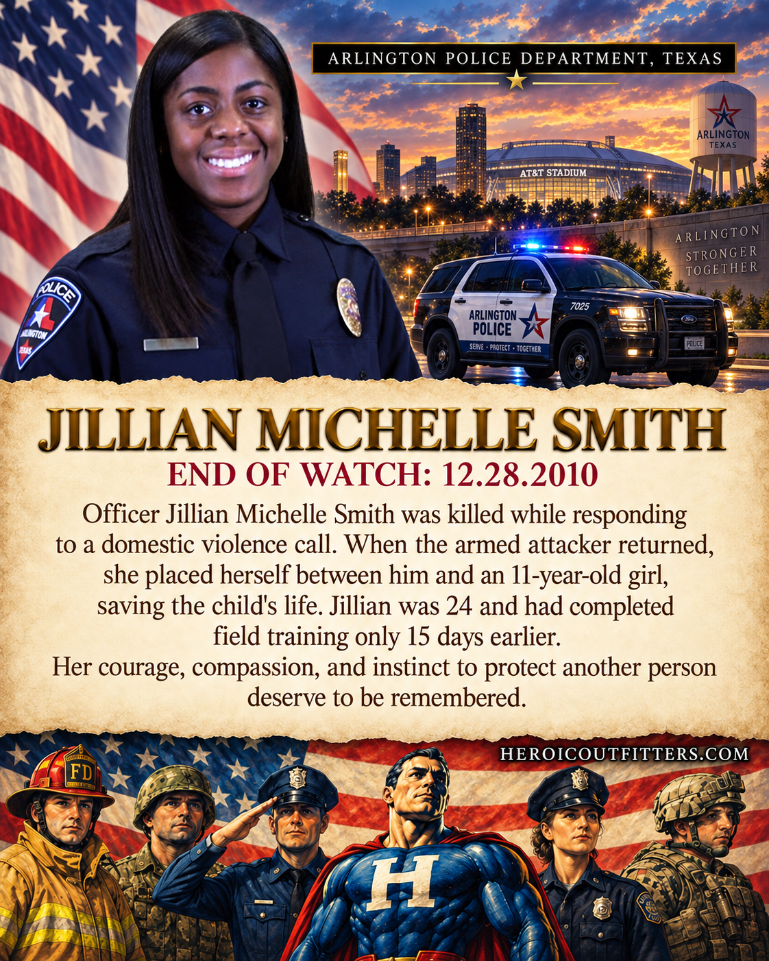 Jillian Michelle Smith memorial, Arlington Police Department, End of Watch December 28, 2010
