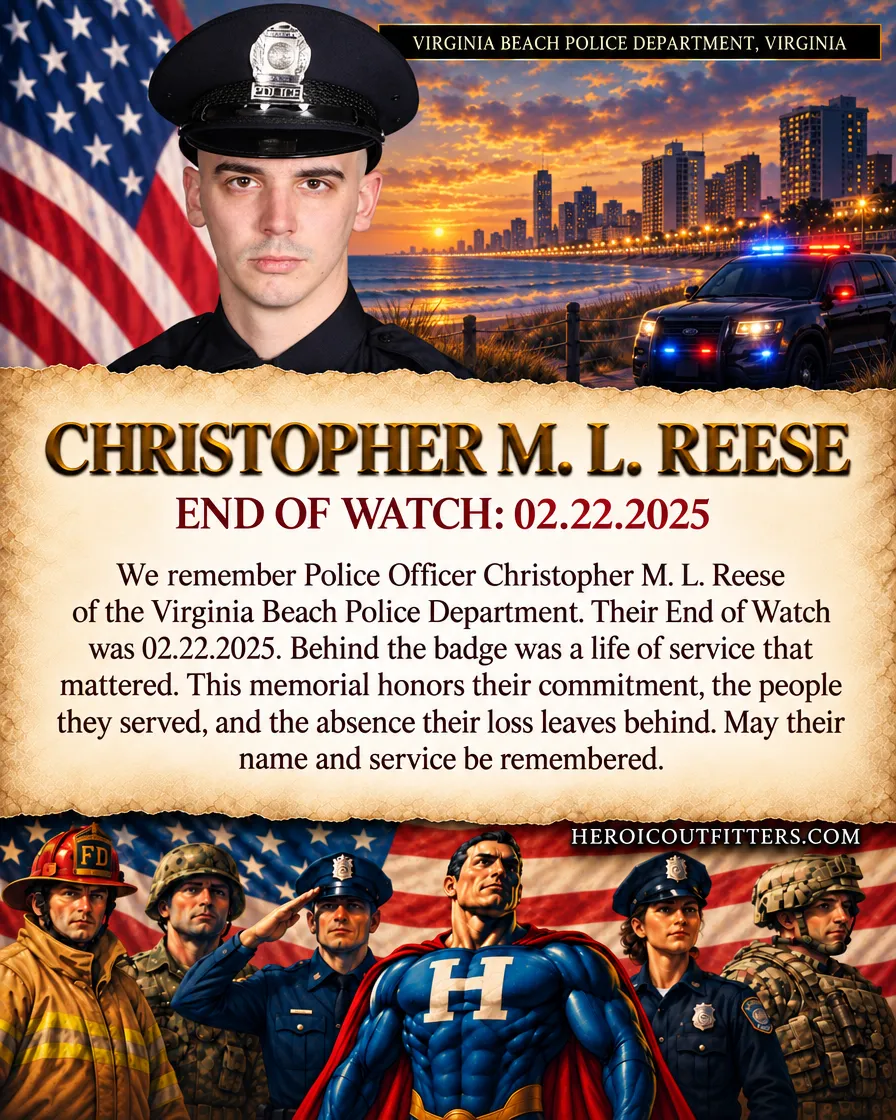 Police Officer Christopher M. L. Reese, Virginia Beach Police Department, End of Watch 2025-02-22