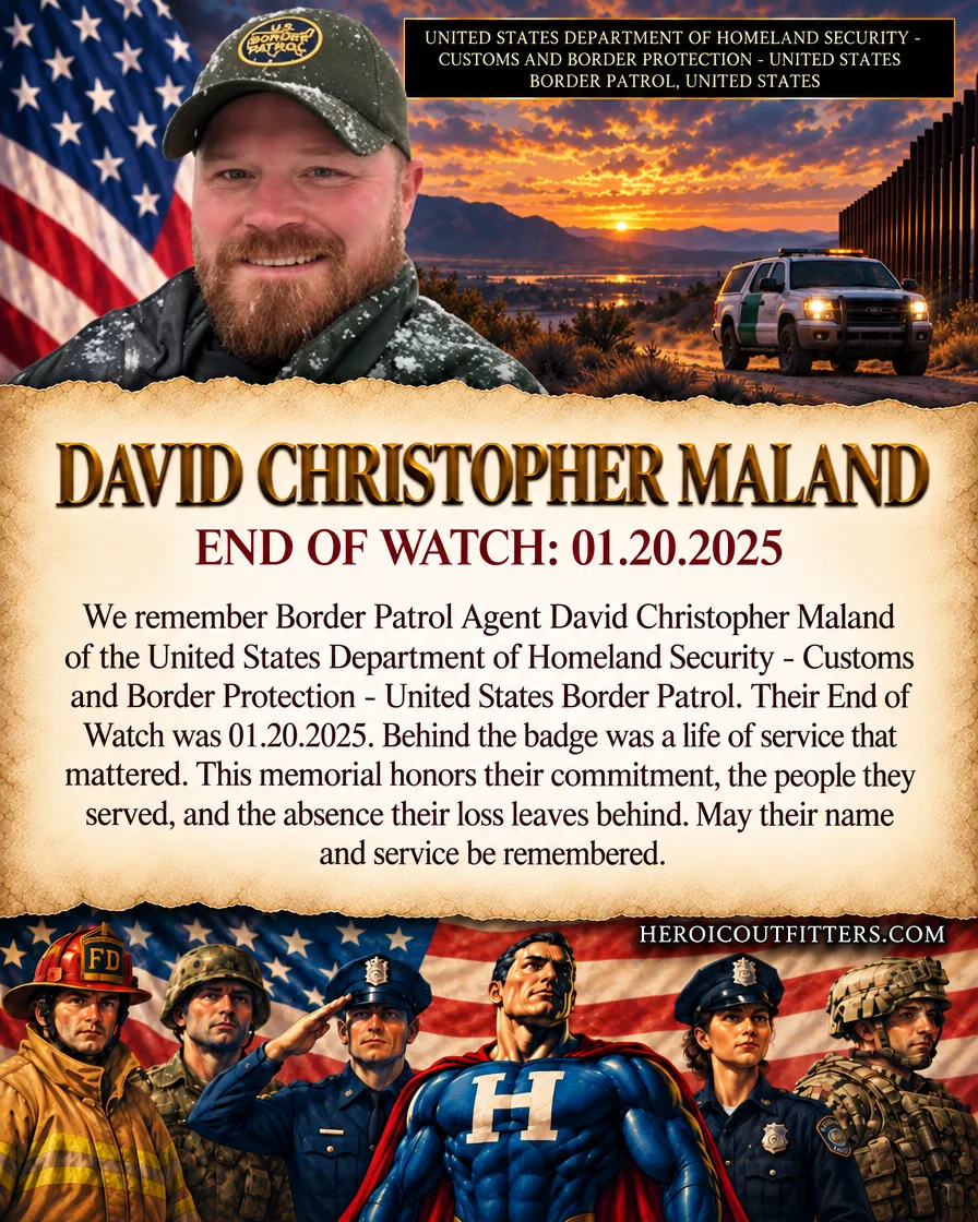 Border Patrol Agent David Christopher Maland, United States Department of Homeland Security - Customs and Border Protection - United States Border Patrol, End of Watch 2025-01-20