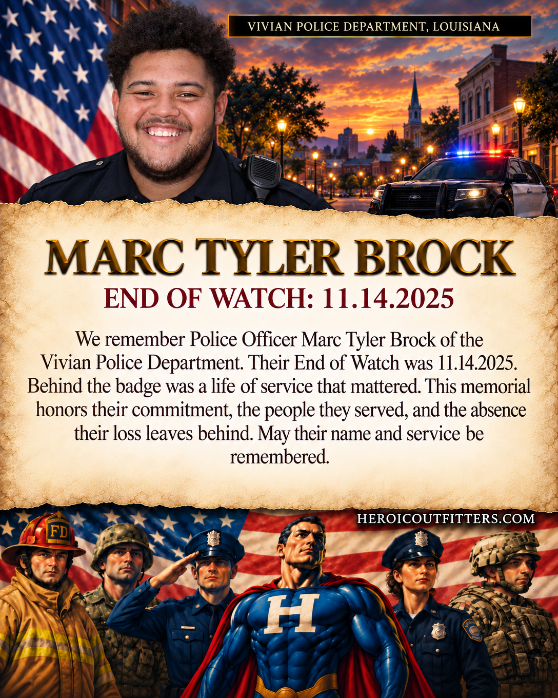 Police Officer Marc Tyler Brock, Vivian Police Department, End of Watch 2025-11-14