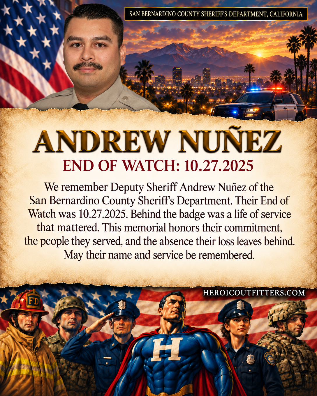Deputy Sheriff Andrew Nuñez, San Bernardino County Sheriff's Department, End of Watch 2025-10-27