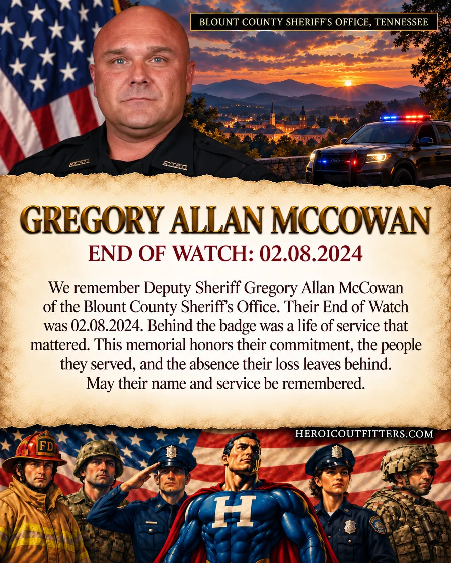 Deputy Sheriff Gregory Allan McCowan, Blount County Sheriff's Office, End of Watch 2024-02-08