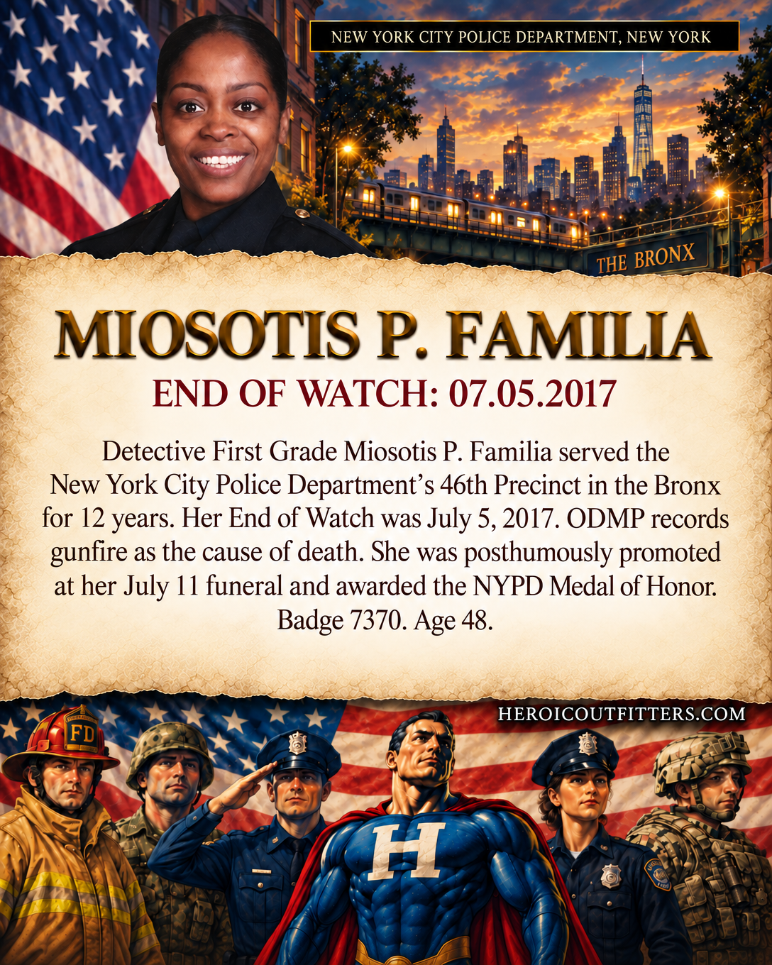 Detective First Grade Miosotis P. Familia, New York City Police Department, End of Watch 2017-07-05