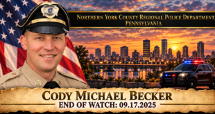 Detective Sergeant Cody Michael Becker, Northern York County Regional Police Department, End of Watch 2025-09-17