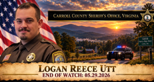 Deputy Sheriff Logan Reece Utt, Carroll County Sheriff's Office, End of Watch 2026-05-29